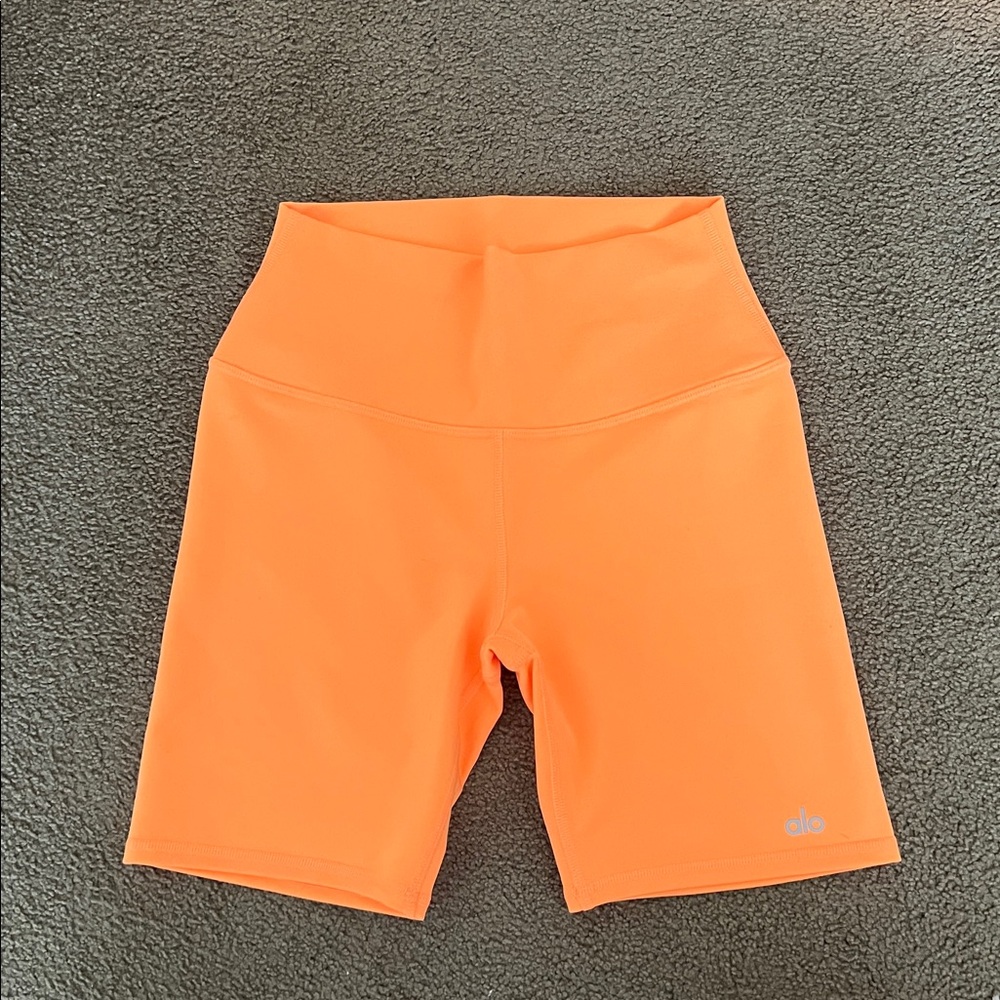 ALO Yoga Bright Orange Biker Shorts